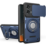 Phone Case For Motorola Moto G85 5G / G96 5G / S50 Neo 5G Ring Kickstand PC + TPU Shell with Slide Camera Cover