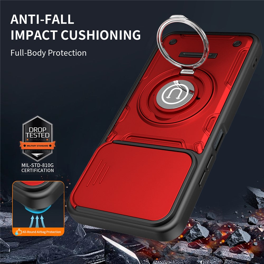 For Xiaomi Redmi 15C 4G (Global) (171mm) / Poco C85 4G (171mm) Case with Slide Camera Cover Ring Kickstand PC + TPU Phone Shell