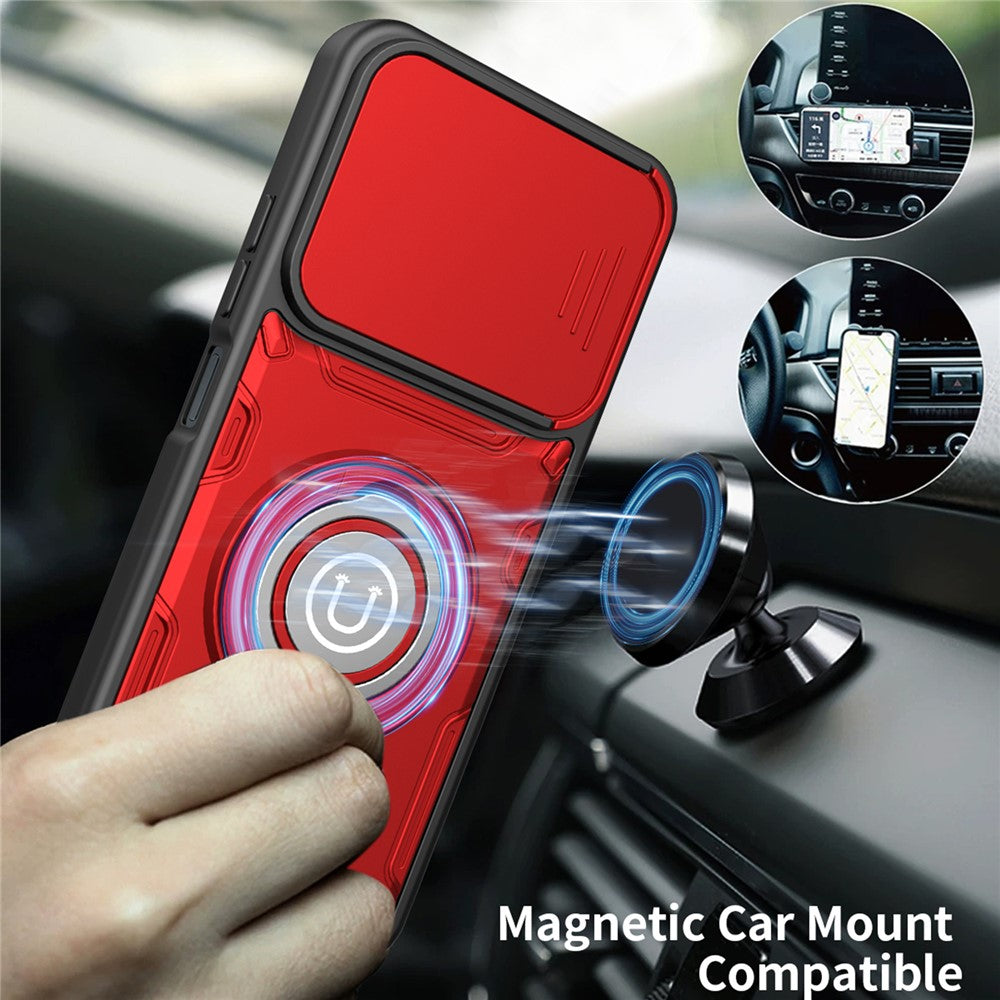 For Xiaomi Redmi 15C 4G (Global) (171mm) / Poco C85 4G (171mm) Case with Slide Camera Cover Ring Kickstand PC + TPU Phone Shell