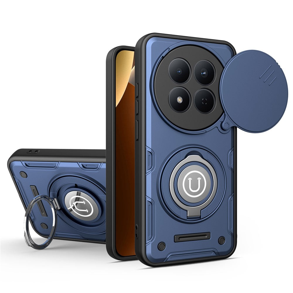 For Xiaomi Redmi Note 15 4G (Global)  /  15 5G (Global)  /  Poco M8 5G Case with Slide Camera Cover Ring Kickstand PC + TPU Phone Shell