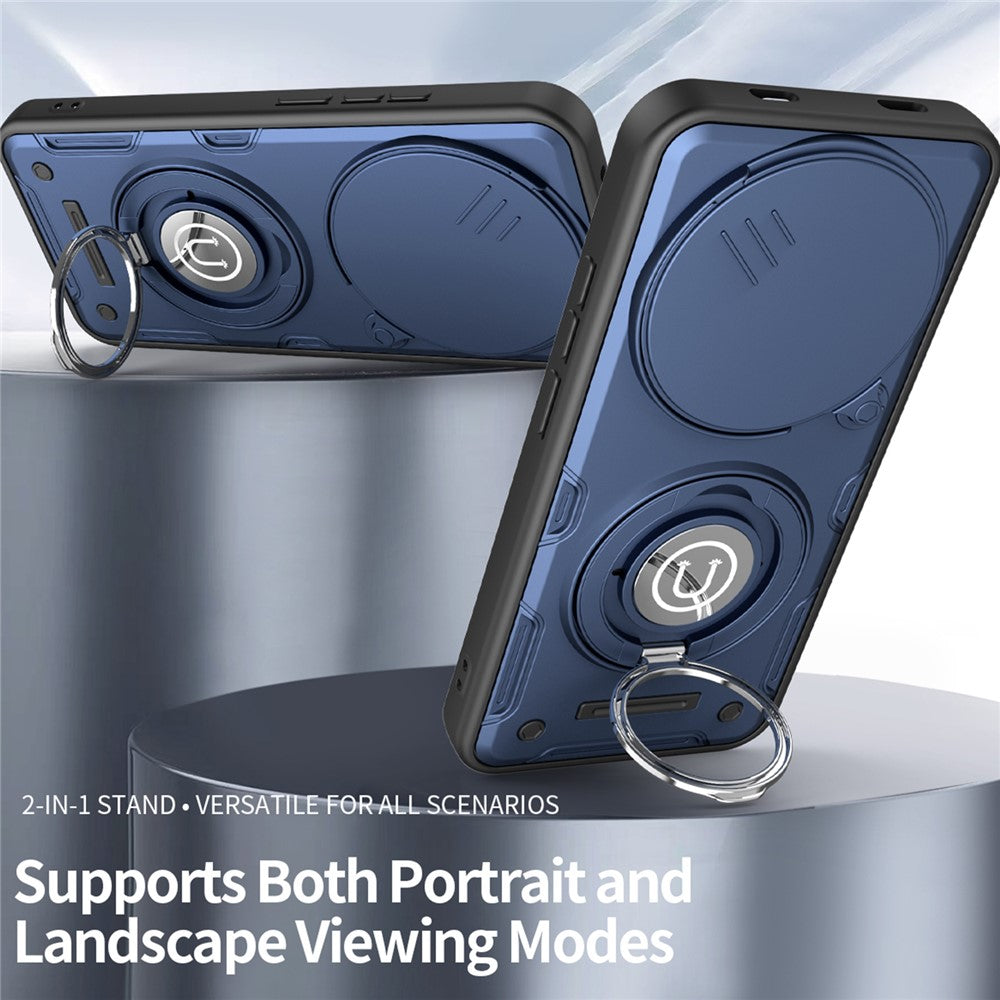 For Xiaomi Redmi Note 15 4G (Global)  /  15 5G (Global)  /  Poco M8 5G Case with Slide Camera Cover Ring Kickstand PC + TPU Phone Shell