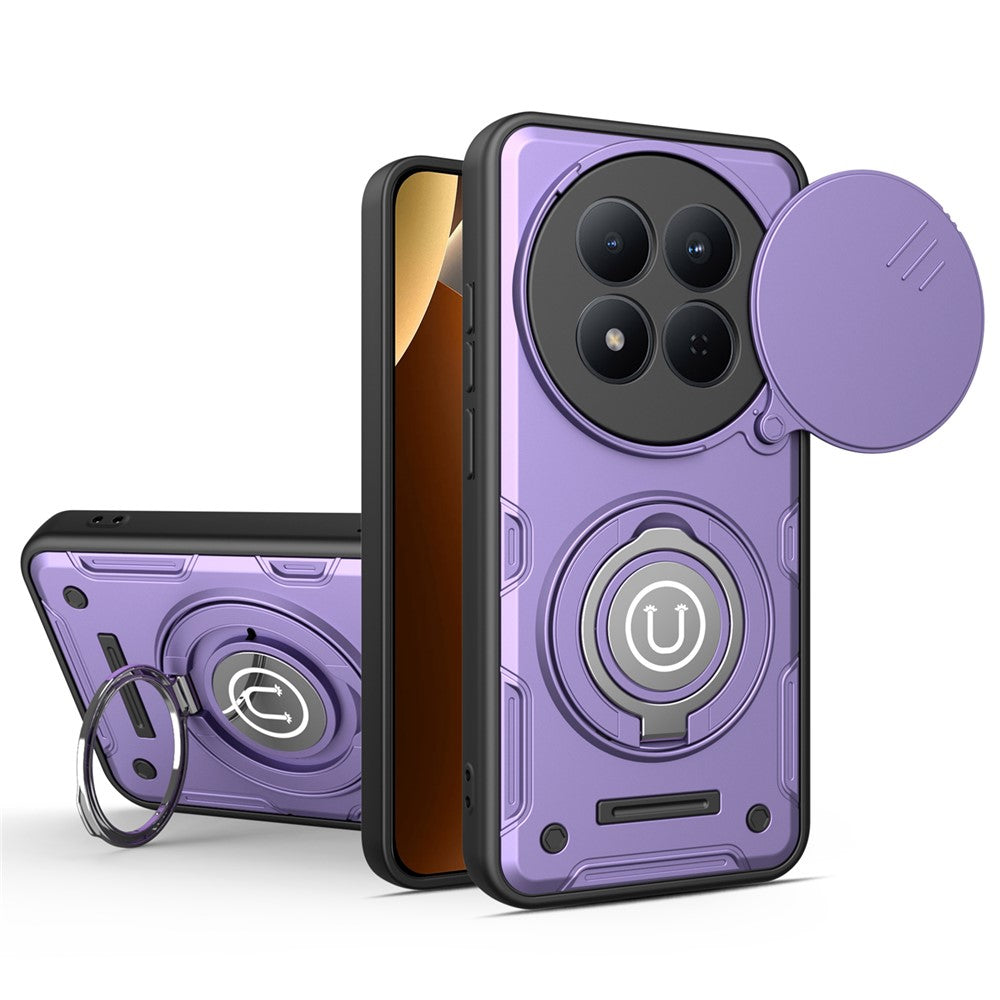 For Xiaomi Redmi Note 15 4G (Global)  /  15 5G (Global)  /  Poco M8 5G Case with Slide Camera Cover Ring Kickstand PC + TPU Phone Shell