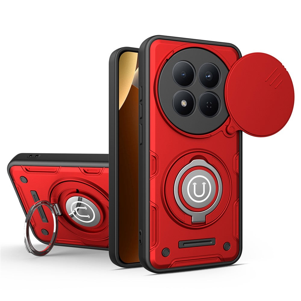 For Xiaomi Redmi Note 15 4G (Global)  /  15 5G (Global)  /  Poco M8 5G Case with Slide Camera Cover Ring Kickstand PC + TPU Phone Shell