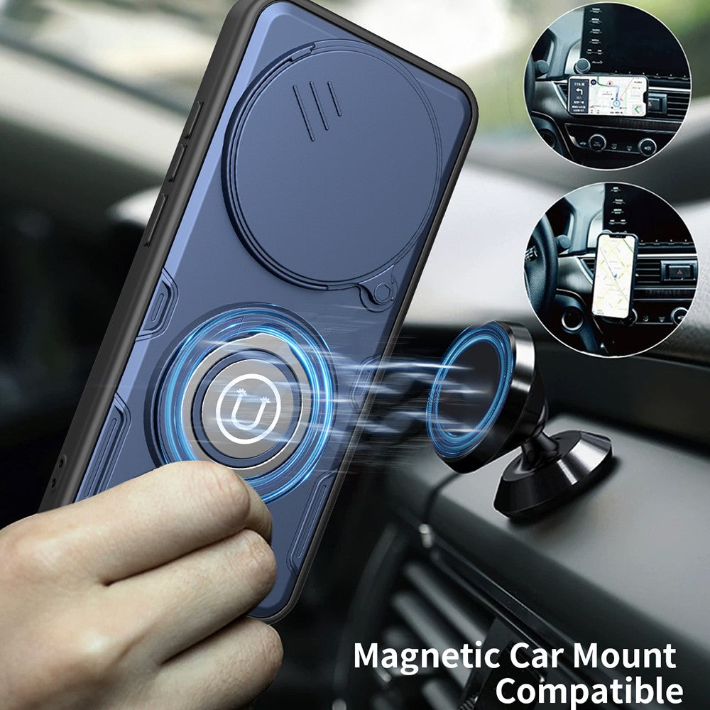 For Xiaomi Redmi Note 15 Pro 4G (Global) Case with Slide Camera Cover Ring Kickstand PC + TPU Phone Shell