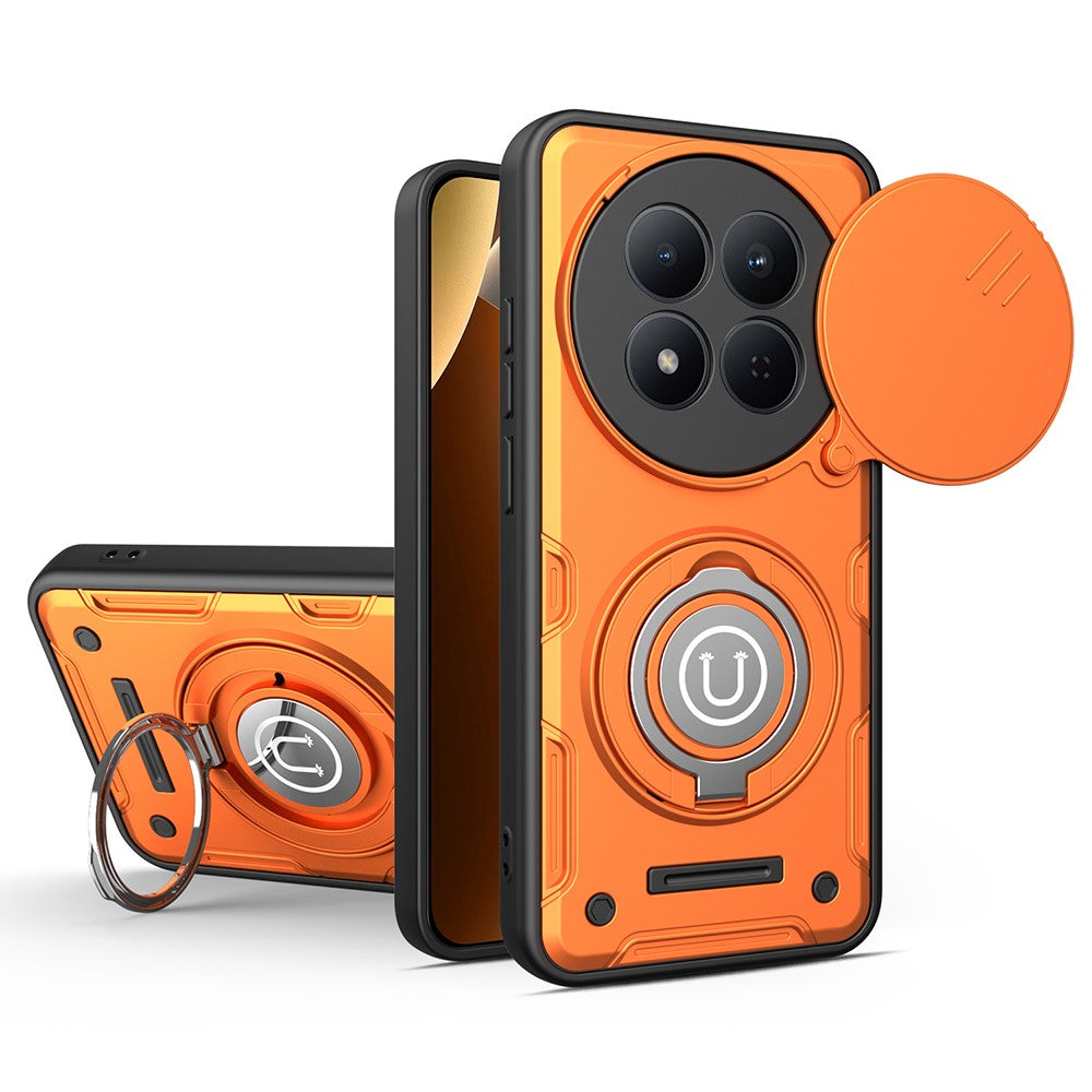 For Xiaomi Redmi Note 15 Pro 4G (Global) Case with Slide Camera Cover Ring Kickstand PC + TPU Phone Shell
