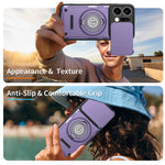 For Oppo Reno14 Pro 5G (Global) Case with Slide Camera Cover Ring Kickstand PC + TPU Phone Shell