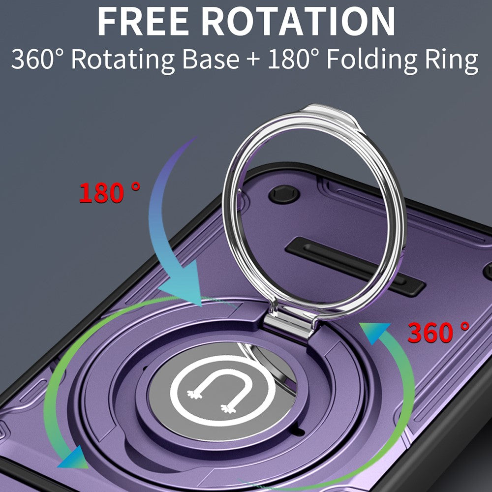 For Oppo Reno14 Pro 5G (Global) Case with Slide Camera Cover Ring Kickstand PC + TPU Phone Shell