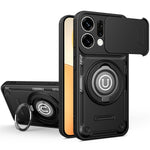 For Oppo Reno14 Pro 5G (Global) Case with Slide Camera Cover Ring Kickstand PC + TPU Phone Shell