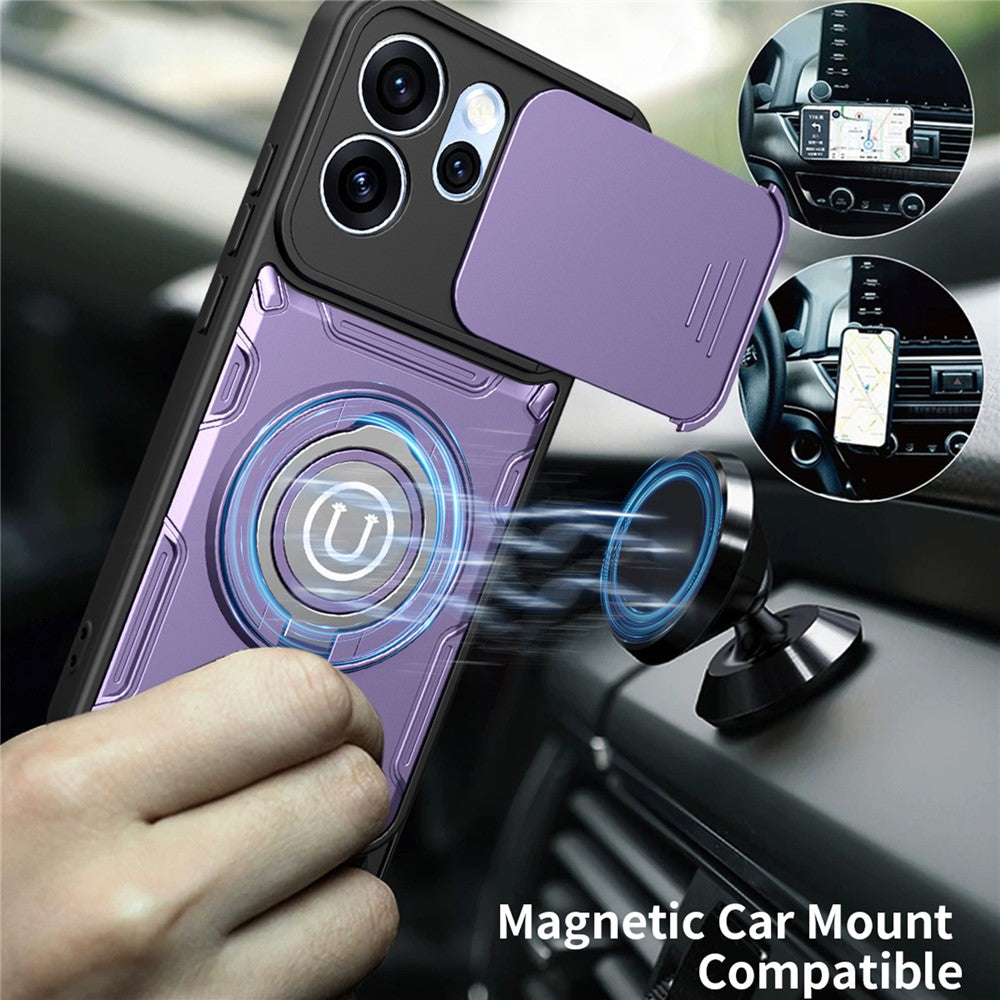For Oppo Reno15 Pro Max 5G (Global)  /  Reno15 Pro 5G (China) Case with Slide Camera Cover Ring Kickstand PC + TPU Phone Shell
