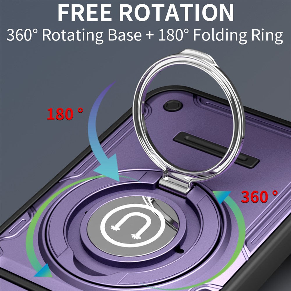 For Oppo Reno15 Pro Max 5G (Global)  /  Reno15 Pro 5G (China) Case with Slide Camera Cover Ring Kickstand PC + TPU Phone Shell
