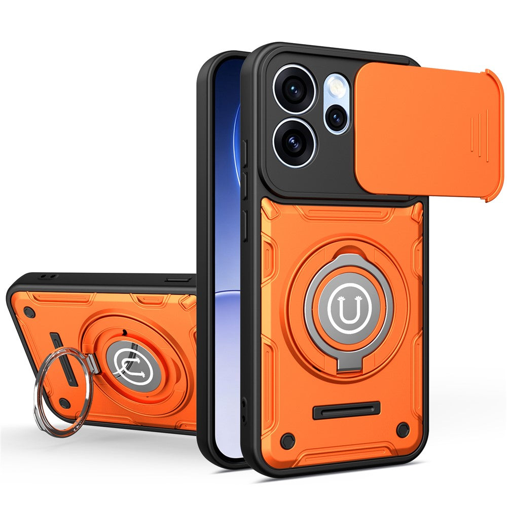 For Oppo Reno15 Pro Max 5G (Global)  /  Reno15 Pro 5G (China) Case with Slide Camera Cover Ring Kickstand PC + TPU Phone Shell