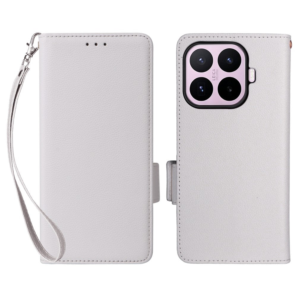 For Xiaomi 17T Case Litchi Texture Wallet Leather Phone Cover with Wrist Strap