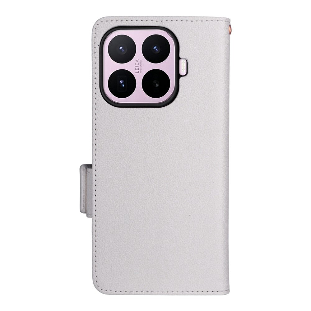 For Xiaomi 17T Case Litchi Texture Wallet Leather Phone Cover with Wrist Strap