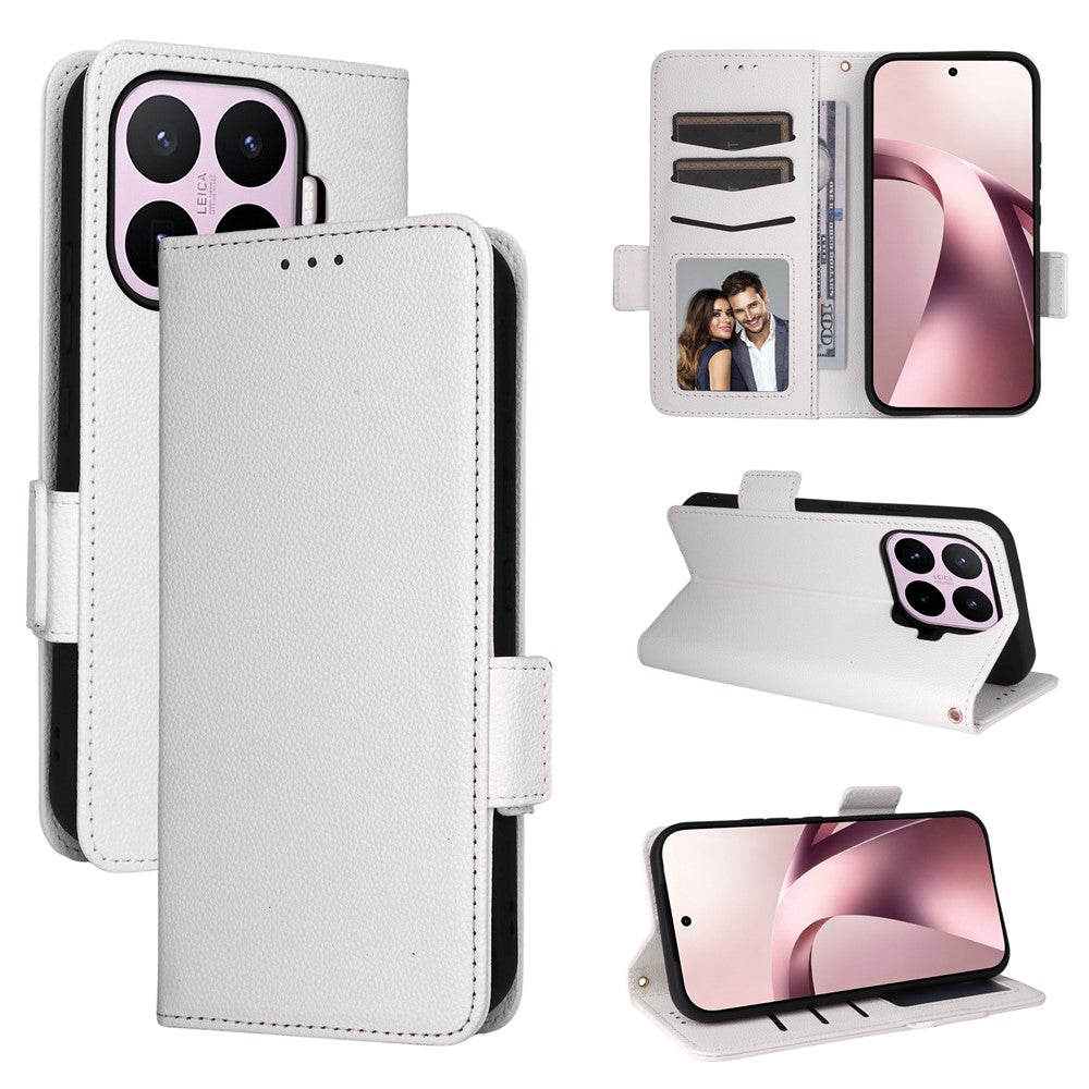 Xiaomi 17T-skal Litchi Texture Plånbokslädermobilskal med handledsrem