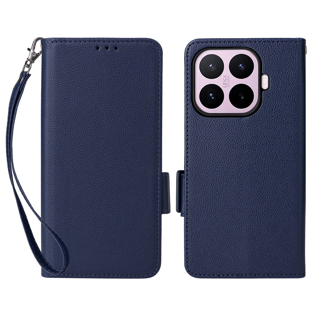 For Xiaomi 17T Case Litchi Texture Wallet Leather Phone Cover with Wrist Strap
