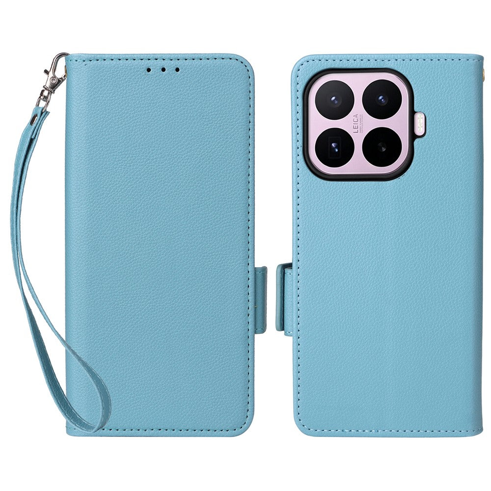 For Xiaomi 17T Case Litchi Texture Wallet Leather Phone Cover with Wrist Strap