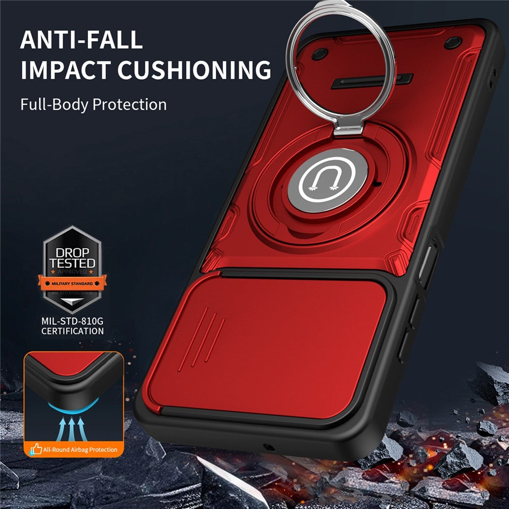 Til Honor X5c Plus 4G / X5c 4G Etui med Skydende Kameradæksel Ring Kickstand PC + TPU Telefoncover