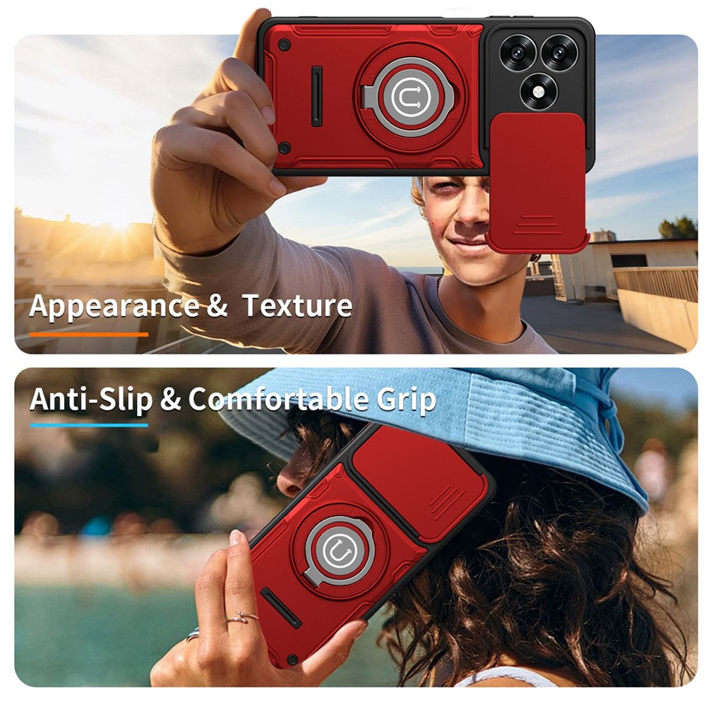 Til Honor X5c Plus 4G / X5c 4G Etui med Skydende Kameradæksel Ring Kickstand PC + TPU Telefoncover