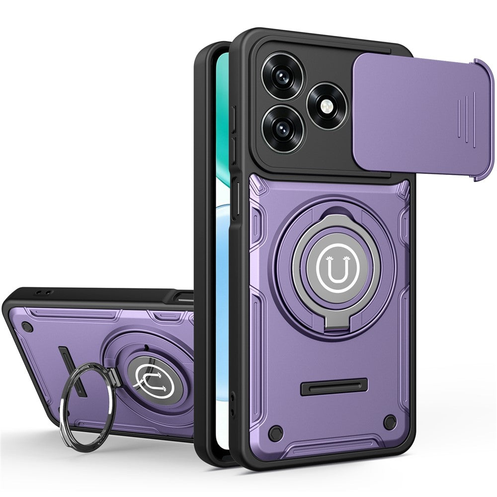 Til Honor X5c Plus 4G / X5c 4G Etui med Skydende Kameradæksel Ring Kickstand PC + TPU Telefoncover