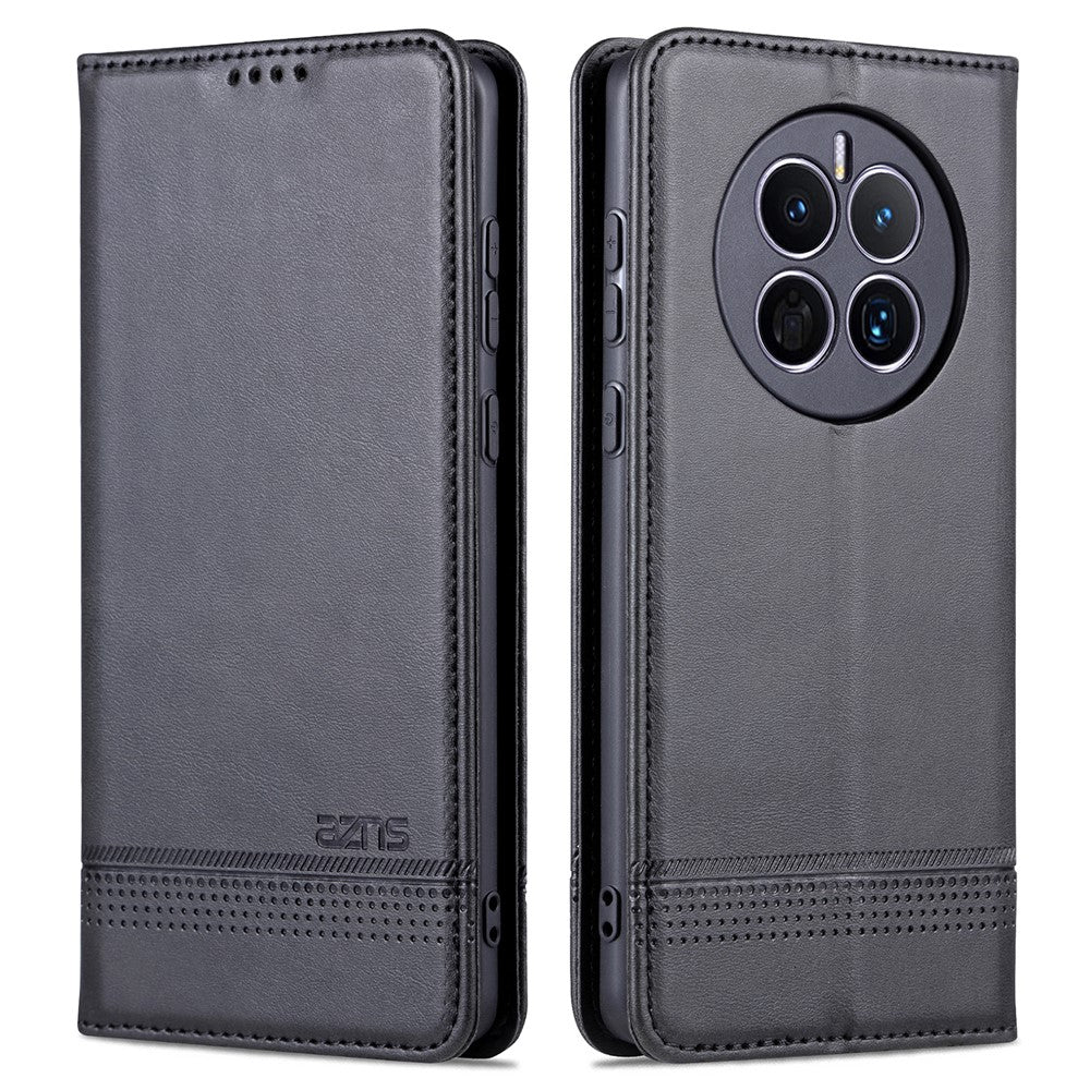 AZNS For Huawei Mate 50 4G Cowhide Texture Viewing Stand Phone Case PU Leather Magnetic Auto-absorbed Folio Flip Wallet Cover