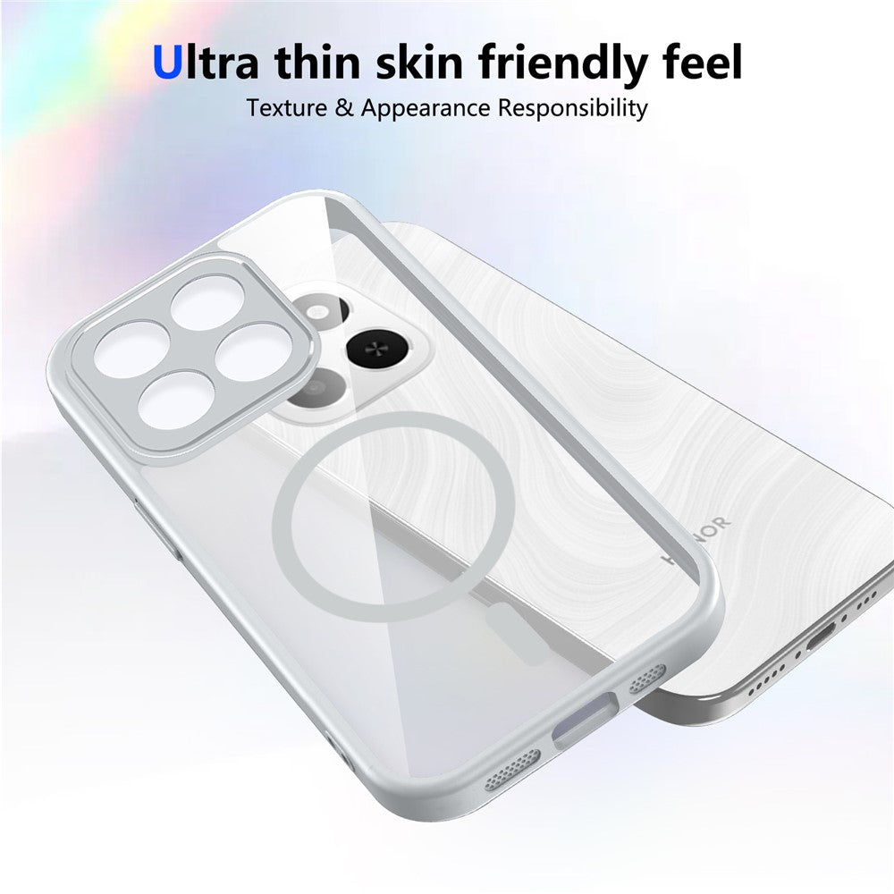 For Honor X8c 4G Magnetic Case Transparent PC + TPU Shockproof Skin-friendly Phone Cover