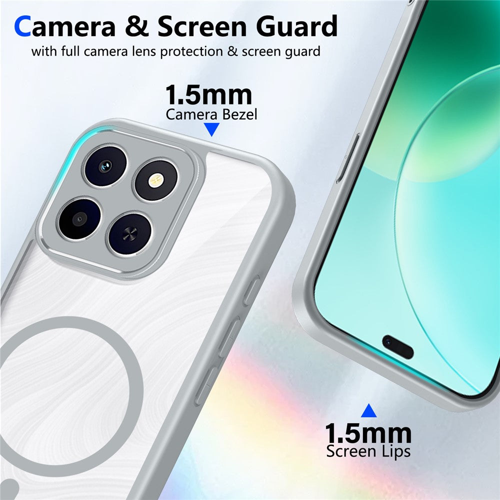 For Honor X8c 4G Magnetic Case Transparent PC + TPU Shockproof Skin-friendly Phone Cover