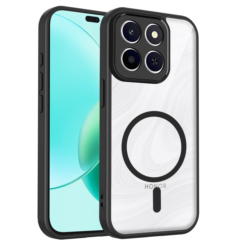 For Honor X8c 4G Magnetic Case Transparent PC + TPU Shockproof Skin-friendly Phone Cover