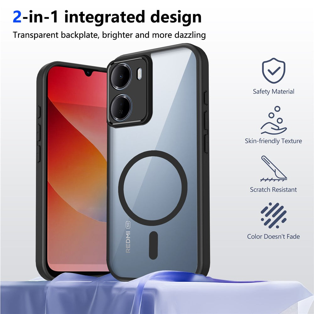 For Xiaomi Redmi 15a 5G Magnetic Case Transparent PC + TPU Shockproof Skin-friendly Phone Cover