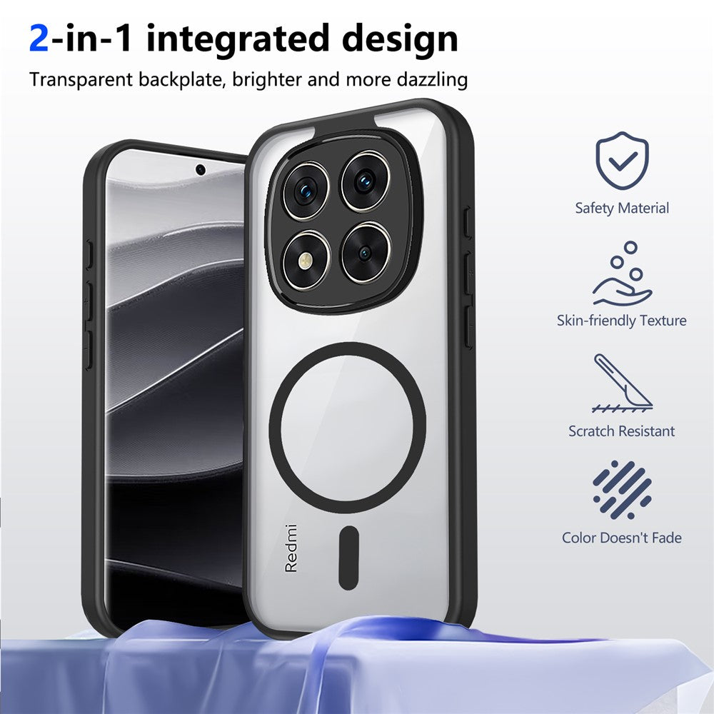 For Xiaomi Redmi Note 15 Pro 4G (Global) Magnetic Case Transparent PC + TPU Shockproof Skin-friendly Phone Cover