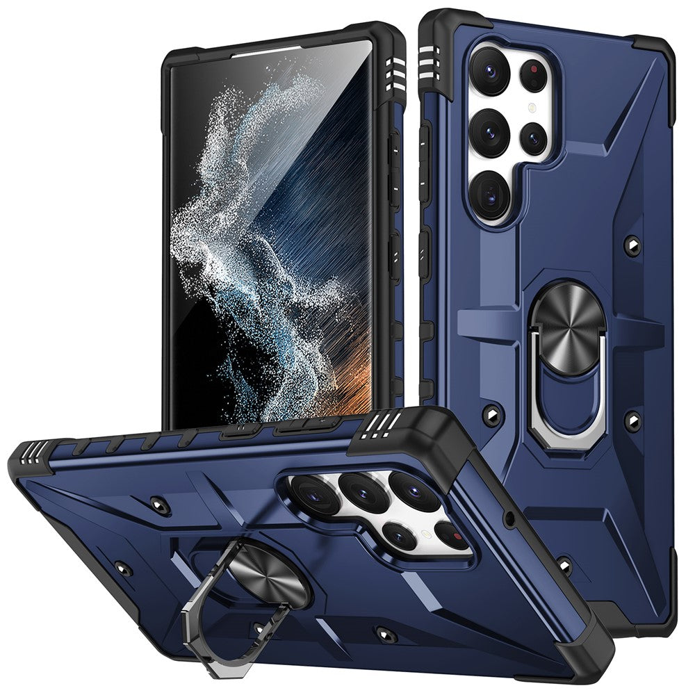 Samsung Galaxy S23 Ultra Ring Bilmontering Stöd mobilskal Stötsäkert Hårt PC Mjukt TPU Hybrid Militärklass Stötsäkert Skal
