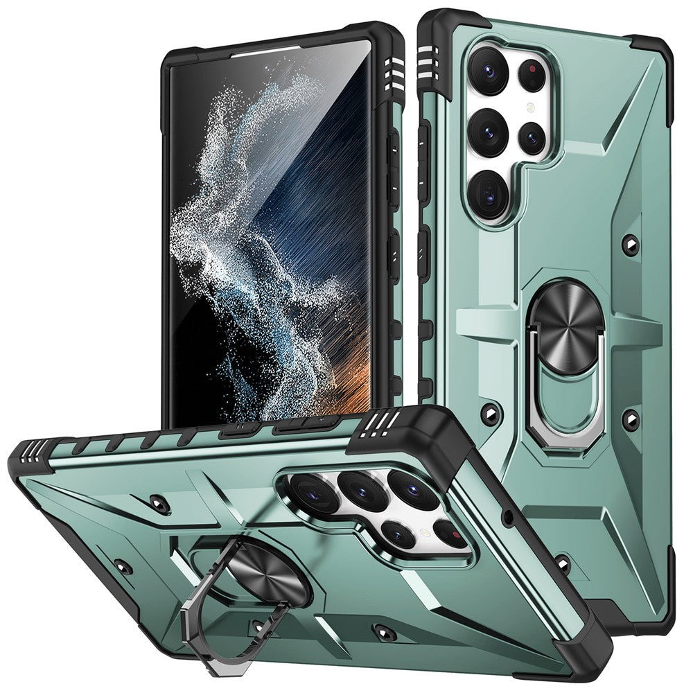 Samsung Galaxy S23 Ultra Ring Bilmontering Stöd mobilskal Stötsäkert Hårt PC Mjukt TPU Hybrid Militärklass Stötsäkert Skal