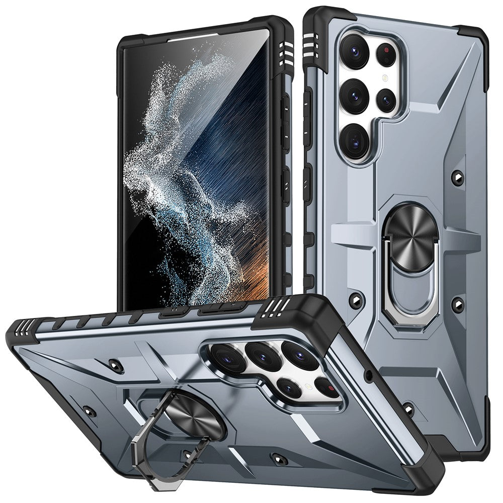 Samsung Galaxy S23 Ultra Ring Bilmontering Stöd mobilskal Stötsäkert Hårt PC Mjukt TPU Hybrid Militärklass Stötsäkert Skal