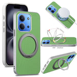 For Xiaomi Redmi 15C 4G (EU) (173mm)  /  15C 5G (EU) (173mm) Magnetic Case Ring Kickstand Fine Grid Texture Leather + PC + TPU Phone Cover