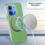 For Xiaomi Redmi 15C 4G (EU) (173mm)  /  15C 5G (EU) (173mm) Magnetic Case Ring Kickstand Fine Grid Texture Leather + PC + TPU Phone Cover