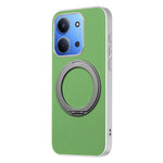 For Xiaomi Redmi 15C 4G (EU) (173mm)  /  15C 5G (EU) (173mm) Magnetic Case Ring Kickstand Fine Grid Texture Leather + PC + TPU Phone Cover