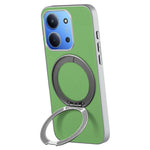 For Xiaomi Redmi 15C 4G (EU) (173mm)  /  15C 5G (EU) (173mm) Magnetic Case Ring Kickstand Fine Grid Texture Leather + PC + TPU Phone Cover