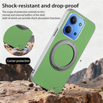 For Xiaomi Redmi 15C 4G (EU) (173mm)  /  15C 5G (EU) (173mm) Magnetic Case Ring Kickstand Fine Grid Texture Leather + PC + TPU Phone Cover