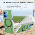For Xiaomi Redmi 15C 4G (EU) (173mm)  /  15C 5G (EU) (173mm) Magnetic Case Ring Kickstand Fine Grid Texture Leather + PC + TPU Phone Cover