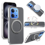 For Xiaomi Redmi 15C 4G (EU) (173mm)  /  15C 5G (EU) (173mm) Magnetic Case Ring Kickstand Fine Grid Texture Leather + PC + TPU Phone Cover