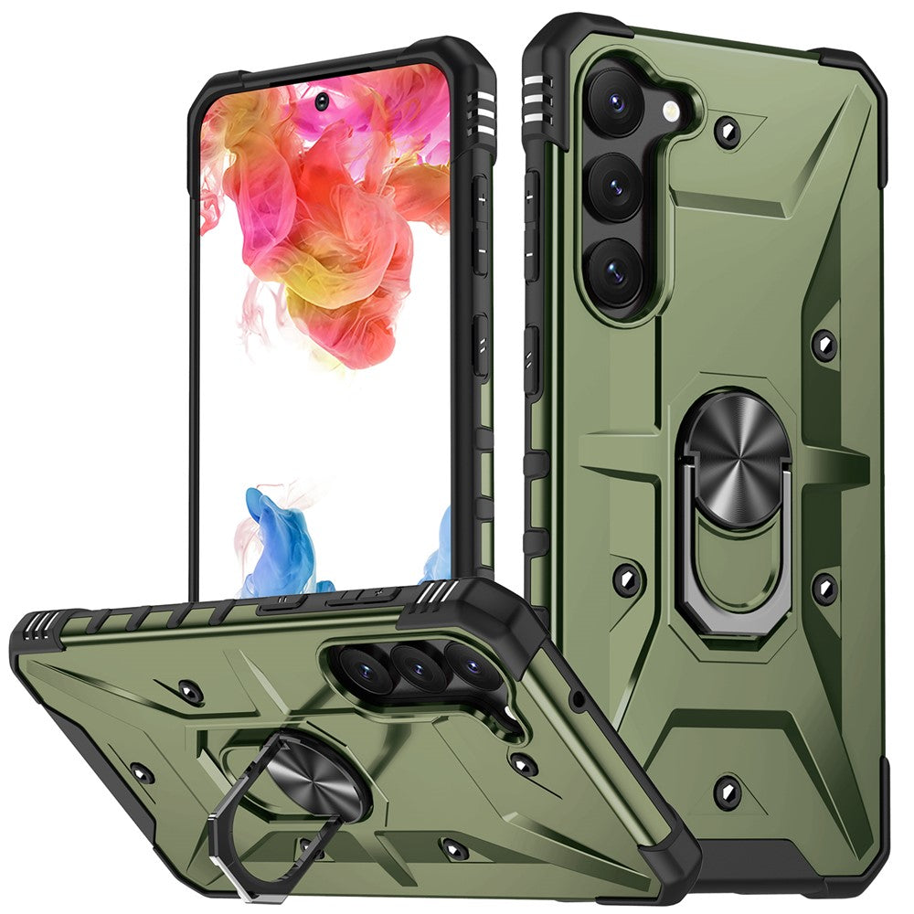 Ringholder-bilmontering til Samsung Galaxy S23+ med støtte, militærklassificeret faldsikkert hybridskal i hård PC og blød TPU