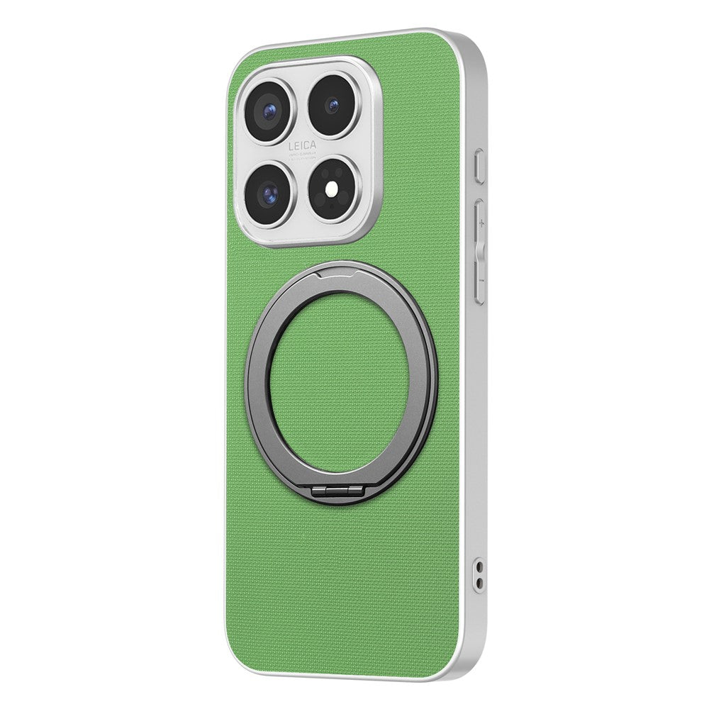 For Xiaomi 17 Magnetic Case Ring Kickstand Fine Grid Texture Leather + PC + TPU Phone Cover