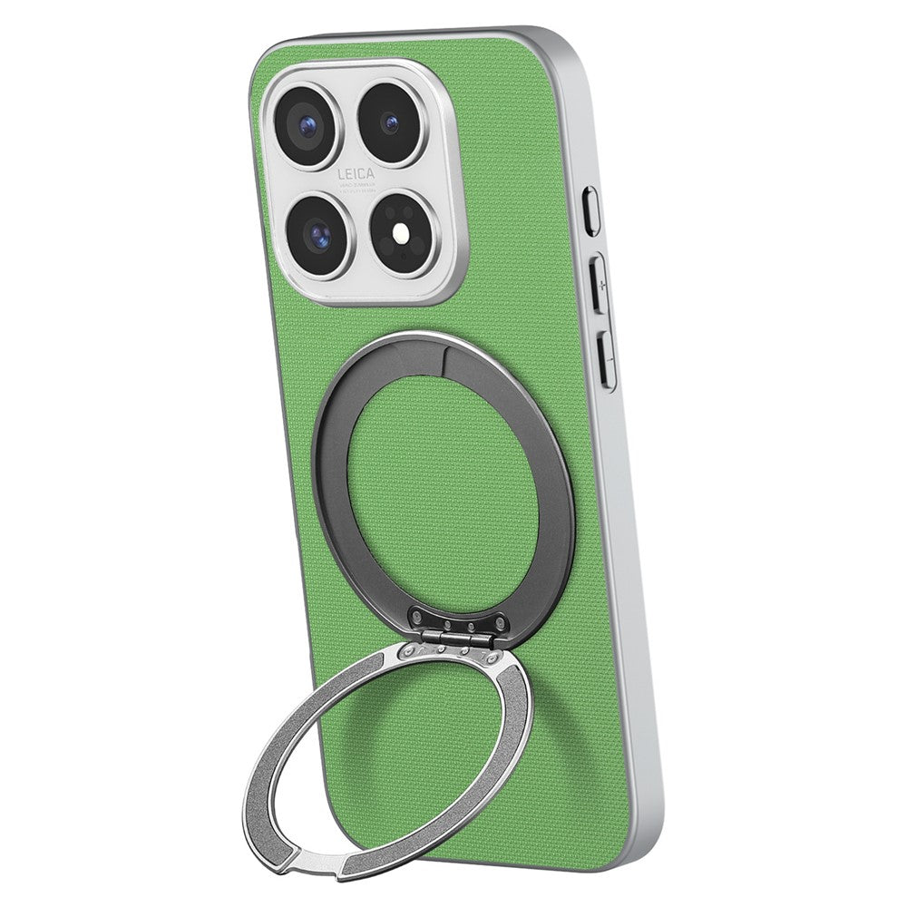 For Xiaomi 17 Magnetic Case Ring Kickstand Fine Grid Texture Leather + PC + TPU Phone Cover
