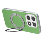 For Xiaomi 17 Magnetic Case Ring Kickstand Fine Grid Texture Leather + PC + TPU Phone Cover