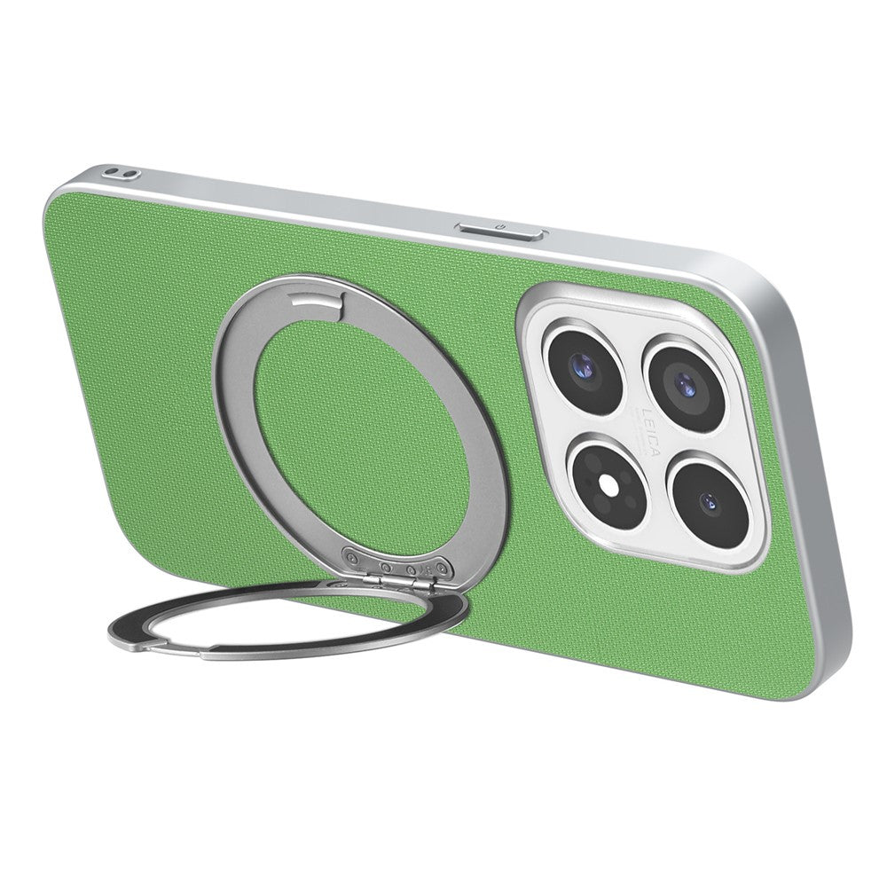 For Xiaomi 17 Magnetic Case Ring Kickstand Fine Grid Texture Leather + PC + TPU Phone Cover