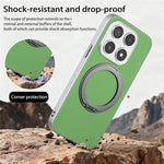 For Xiaomi 17 Magnetic Case Ring Kickstand Fine Grid Texture Leather + PC + TPU Phone Cover