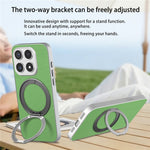 For Xiaomi 17 Magnetic Case Ring Kickstand Fine Grid Texture Leather + PC + TPU Phone Cover