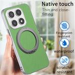 For Xiaomi 17 Magnetic Case Ring Kickstand Fine Grid Texture Leather + PC + TPU Phone Cover
