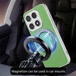 For Xiaomi 17 Magnetic Case Ring Kickstand Fine Grid Texture Leather + PC + TPU Phone Cover
