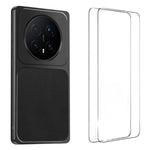 WANLONFENG XYP Series for Honor Magic8 Pro 5G Case Lambskin Texture Shockproof PC TPU Hybrid Protective Cover with 2Pcs Tempered Glass Film