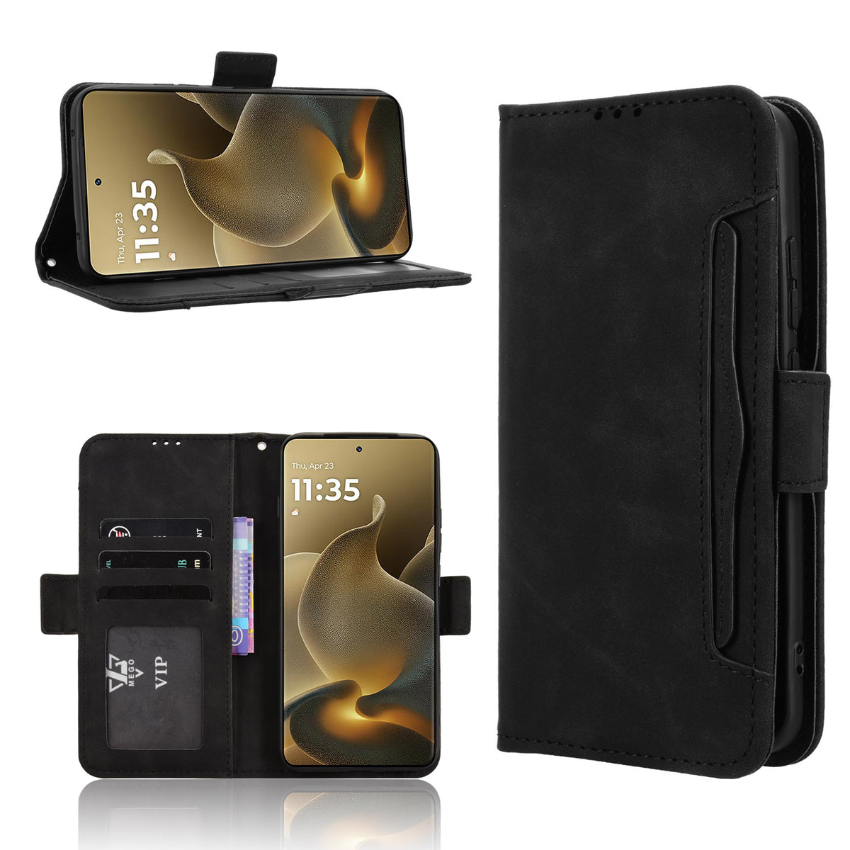 Til Motorola Edge 70 Pro 5G Læder Cover Telefon Pung Etui med Flere Kortlommer